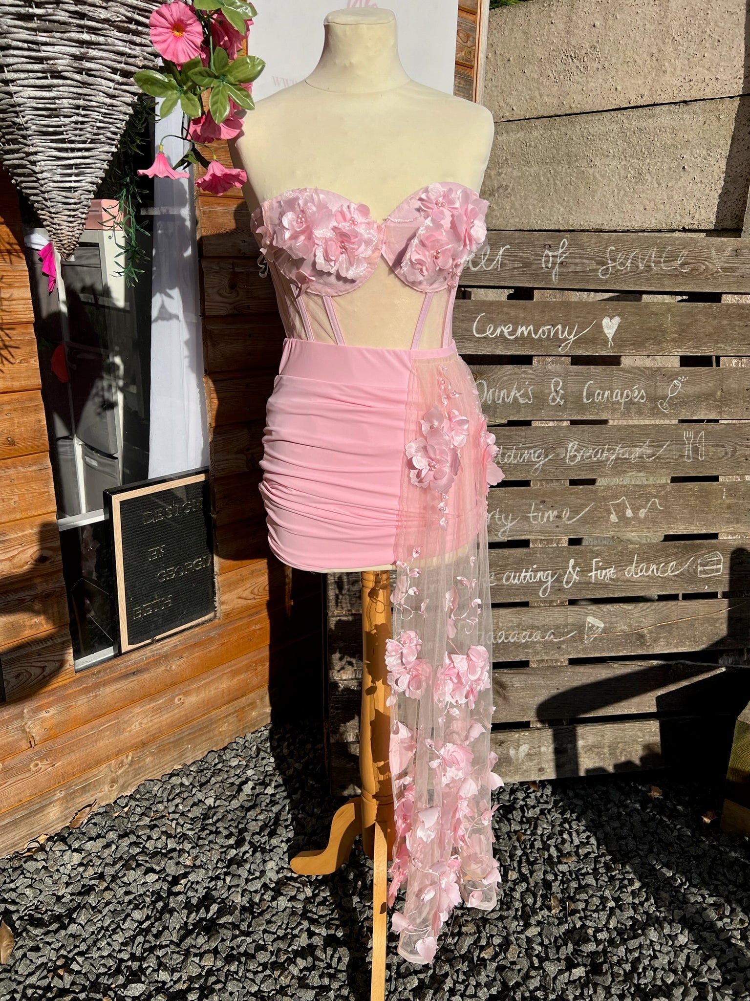 PINK FLOWER CORSET TWO PIECE